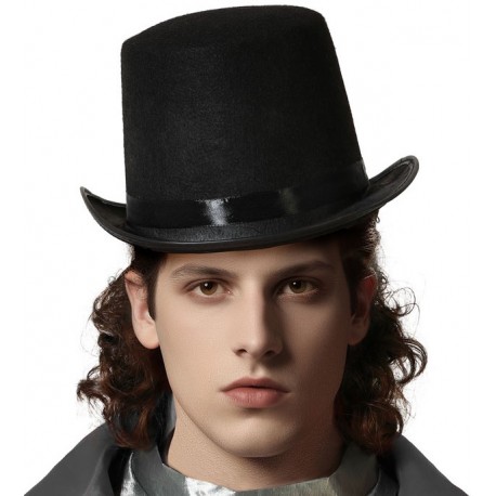 Chapeau Noir Haut de Forme Gibus