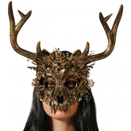 Masque Adulte Squelette de Cerf Doré