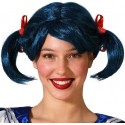 Perruque Bleu à Couettes pour Femme