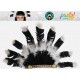Coiffe Chef Indien Plumes Noires et Blanches