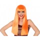 Perruque Longue orange fluo avec Frange 60cm