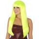 Perruque Longue Jaune fluo avec Frange 60cm
