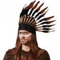 Coiffe Chef Indien à plumes marron