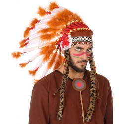 Grande Coiffe Chef Indien plumes Orange