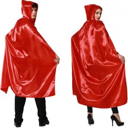 Cape Capuche Longue satin Rouge