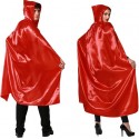 Cape Capuche Longue satin Rouge