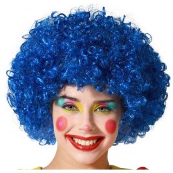 Perruque Afro Clown Bleu