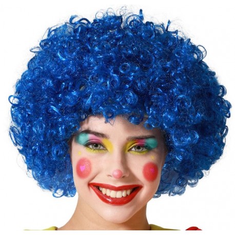 Perruque Afro Clown Bleu