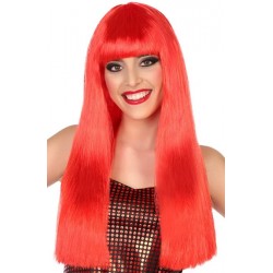Perruque Longue Rouge avec Frange 60cm