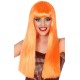 Perruque Longue orange fluo avec Frange 60cm