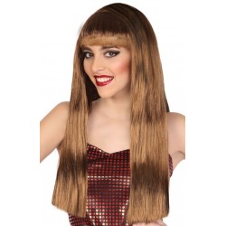 Perruque Longue Chatain avec Frange 60cm