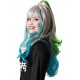 Perruque Femme Manga Gris/Bleu