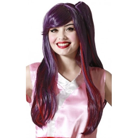 Perruque Femme Manga Violet/Rouge