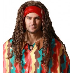 Perruque Chatain Hippie Adulte