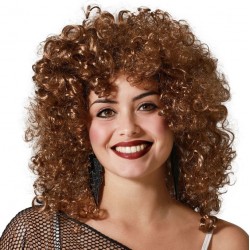 Perruque Femme Bouclée Chatain années 80