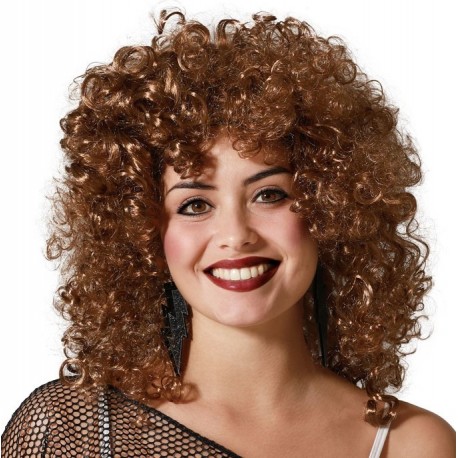 Perruque Femme Bouclée Chatain années 80