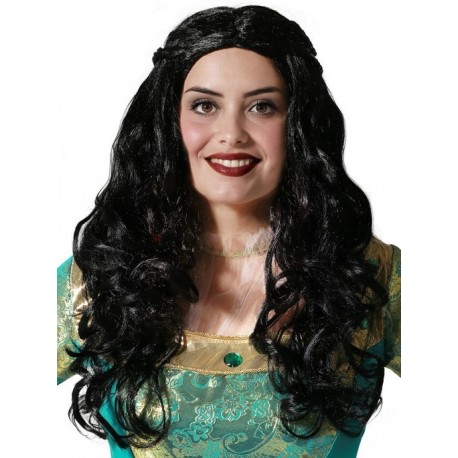 Perruque Noire Femme Princesse Médiévale