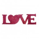 Mot Love en Bois Rose Fuschia