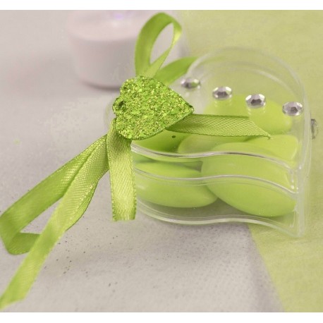 12 Confettis COEURS Paillettes VERT ANIS 