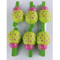 6 mini Pinces à Linge COCCINELLE Vert