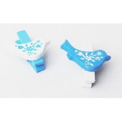 6 Pince à Linge Oiseau Turquoise