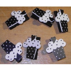 6 Pince à Linge Gateau Cupcake Noir