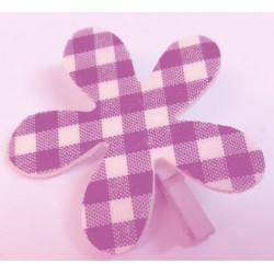 6 Pince à Linge Fleur Vichy Violet et Blanc