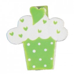 6 Pince à Linge Gâteau Vert Anis/Blanc