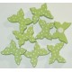6 Papillons Bois autocollant Vert Anis