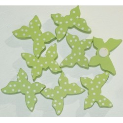 6 Papillons Bois autocollant Vert Anis
