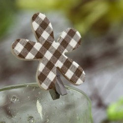 6 Pince à Linge Fleur Vichy Chocolat