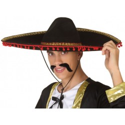 Sombrero Mexicain Pompons Rouge