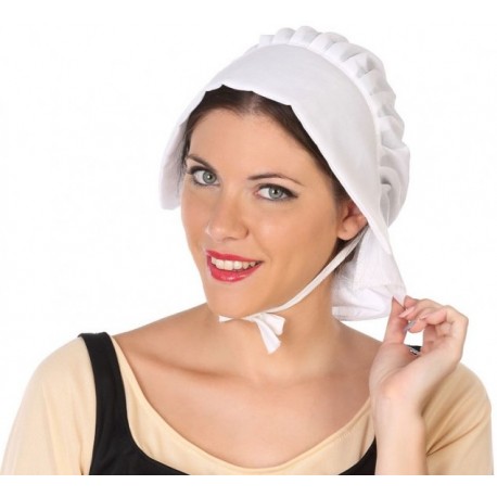 Bonnet Servante En Dentelle Blanche - Chapeau Victorien Médiéval Pour Femme - Coton - Taille Unique