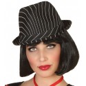 Chapeau de Gangster Noir rayé Blanc