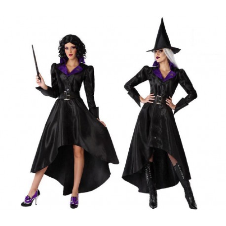 Noir & Vert Sorcière perruque Long Bouclés Halloween Adulte Femme Costume Robe Fantaisie