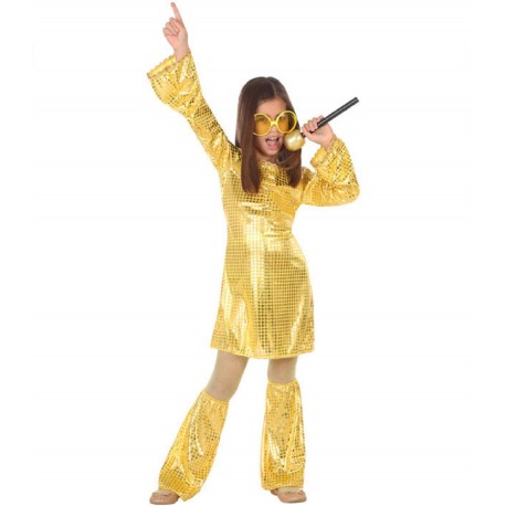 Déguisement Fille Disco Doré