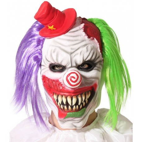 Masque Latex Tête de Clown Méchant