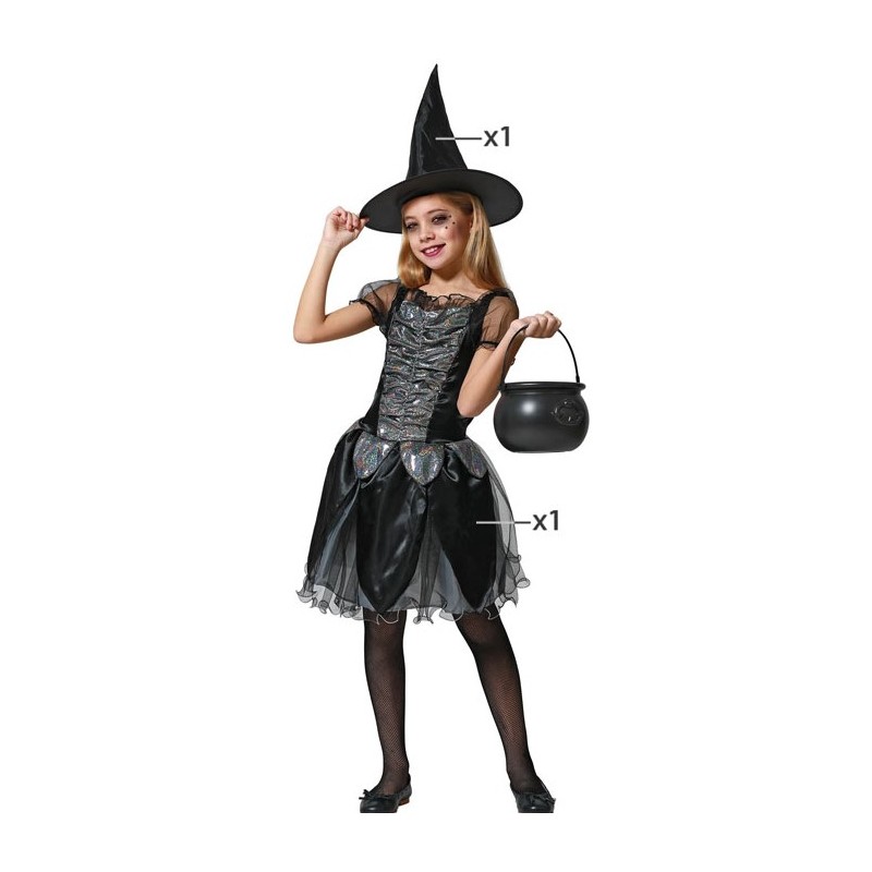 YADODO Déguisement Sorcière Fille 3-12 Ans – Robe + Chapeau + Balai + Masque, Halloween Carnaval Et Cosplay