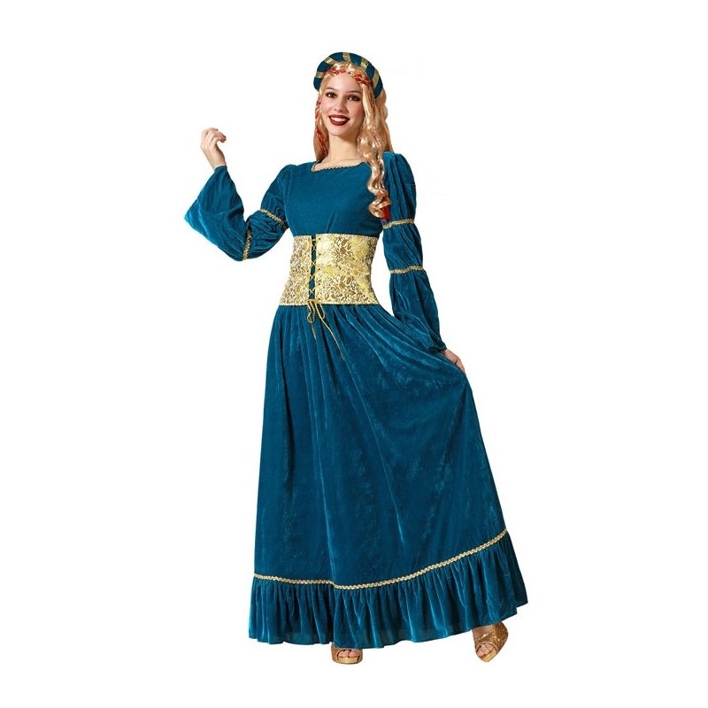 Déguisement reine robe turquoise médiévale Guenièvre 5-6 ans